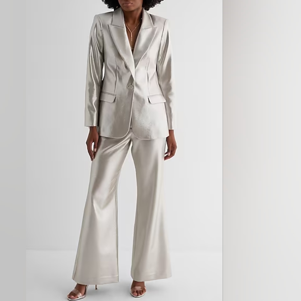 EXPRESS: Editor High Waisted Metallic Trouser Fla… - image 6